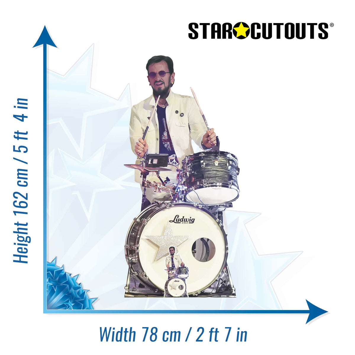 CS1268 Ringo Starr Drumming Cardboard Cutout Height 162cm – product image 2
