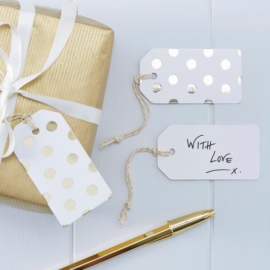 Foiled Gold Polka Dot Luggage Tags - Pick and Mix