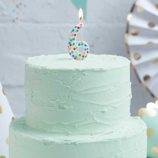 Polka Dot Candle Number 6 - Pick and Mix