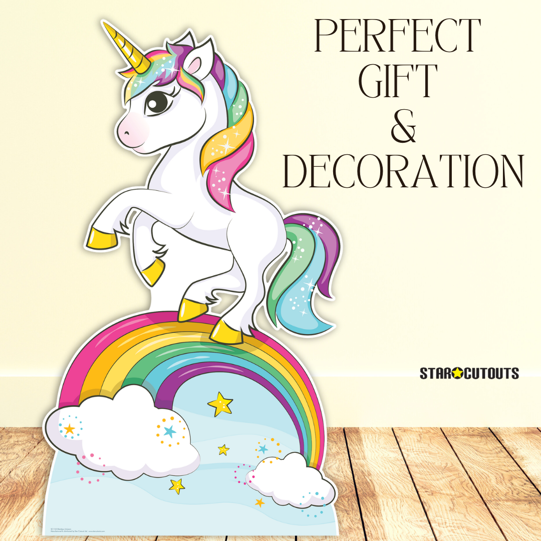 SC1153 Rainbow Unicorn Cardboard Cut Out Height 163cm – product image 3