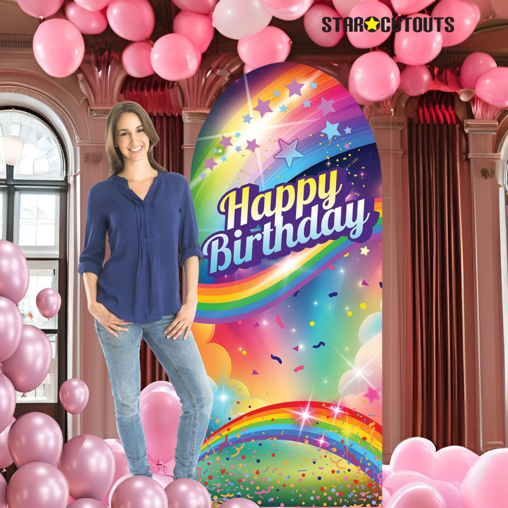 SC4615 Rainbow Birthday Backdrop Sailboard Cardboard Cut Out Height 185cm – product image 6