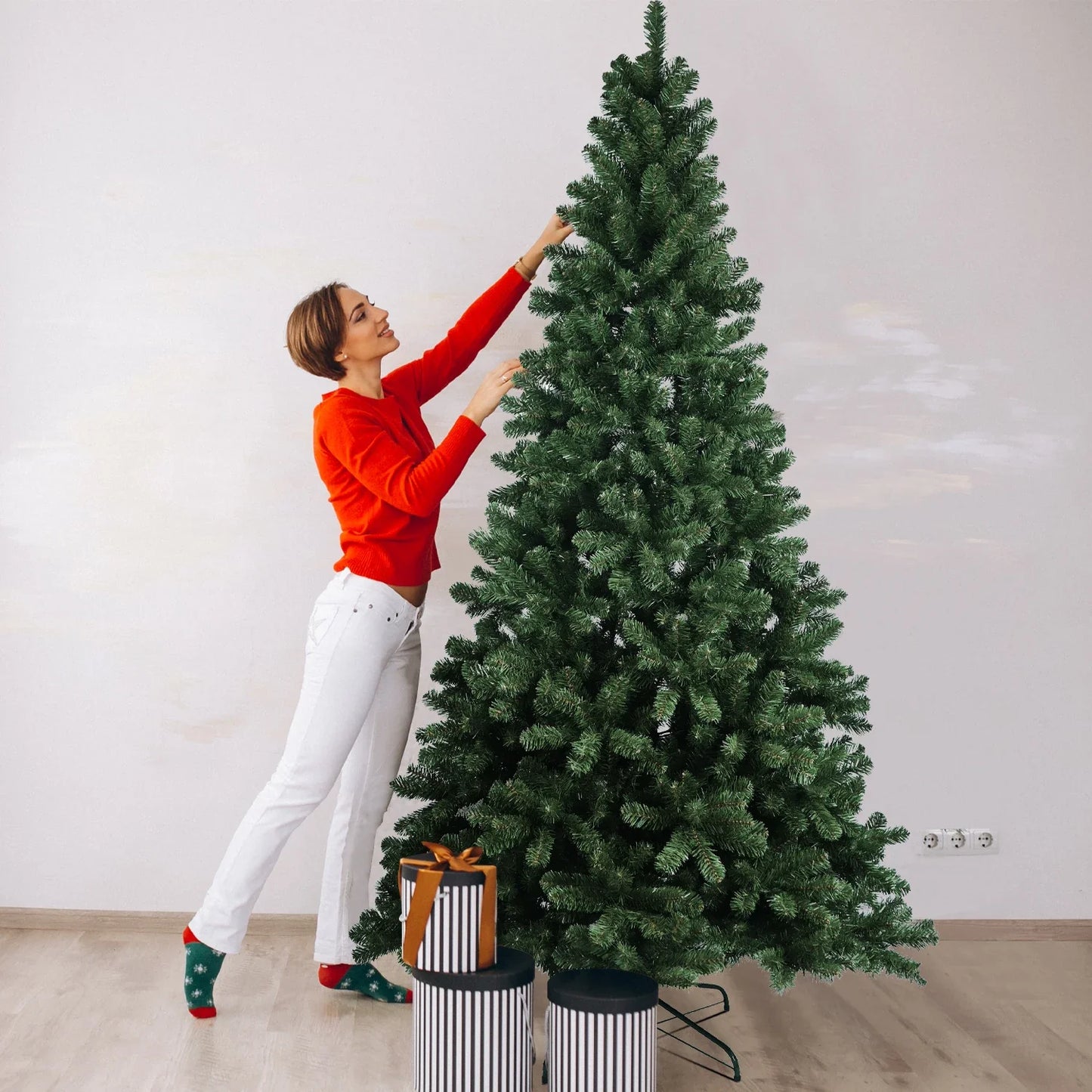 5/6/7.5FT Artificial Christmas Tree PVC Holiday Decoration halloween  Xmas Tree with Sturdy Metal Stand