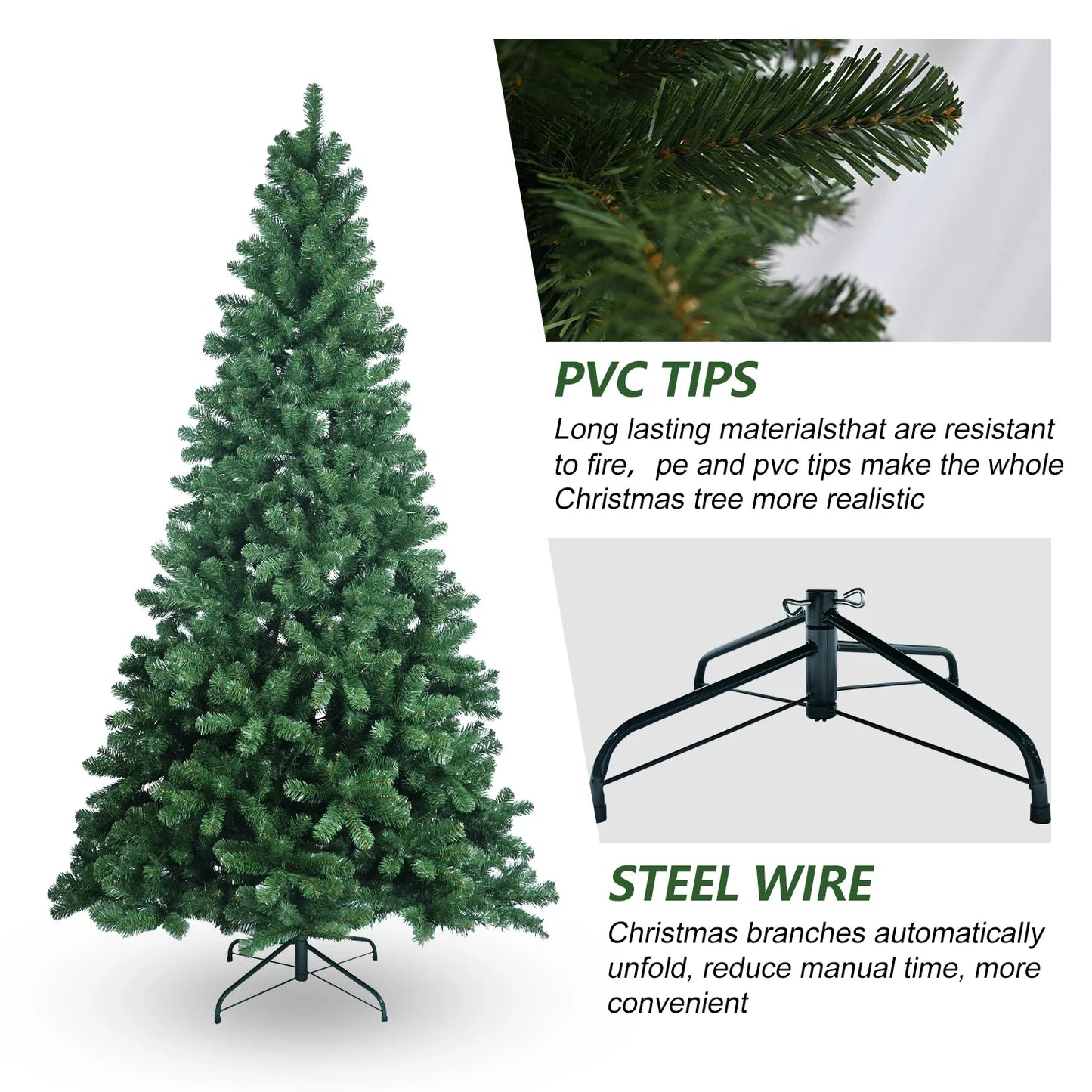 5/6/7.5FT Artificial Christmas Tree PVC Holiday Decoration halloween  Xmas Tree with Sturdy Metal Stand