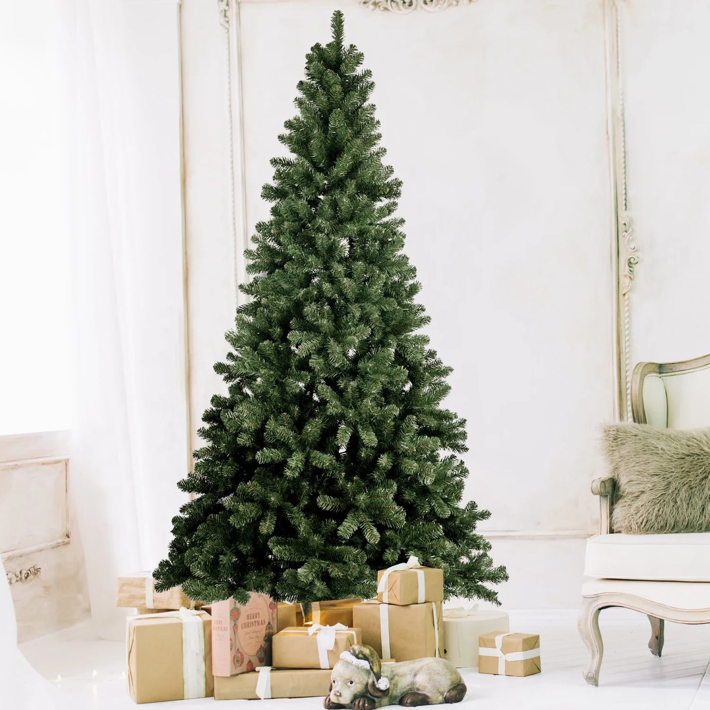 5/6/7.5FT Artificial Christmas Tree PVC Holiday Decoration halloween  Xmas Tree with Sturdy Metal Stand