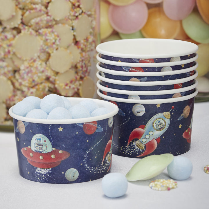 Space and Rocket Treat / Ice Cream Tubs - Space Adventure Party