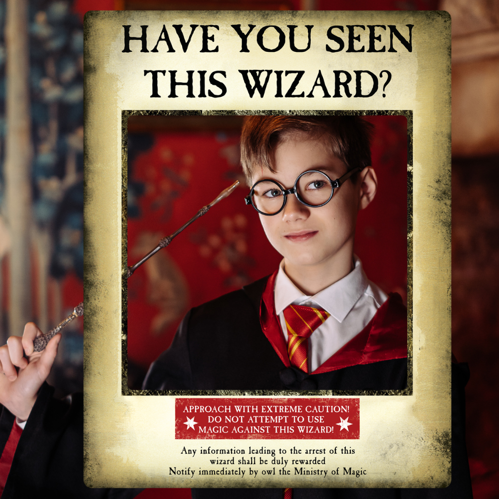 SC1419 Harry Potter Wanted Poster  Gold Selfie Frame Height 87cm