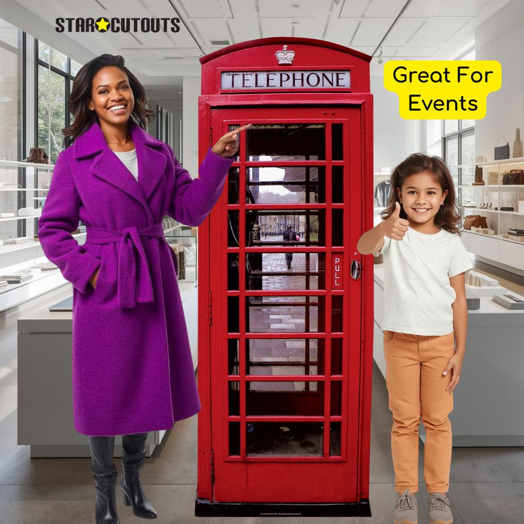 SC162 Red British Telephone Box Cardboard Cutout Height 191cm – product image 7