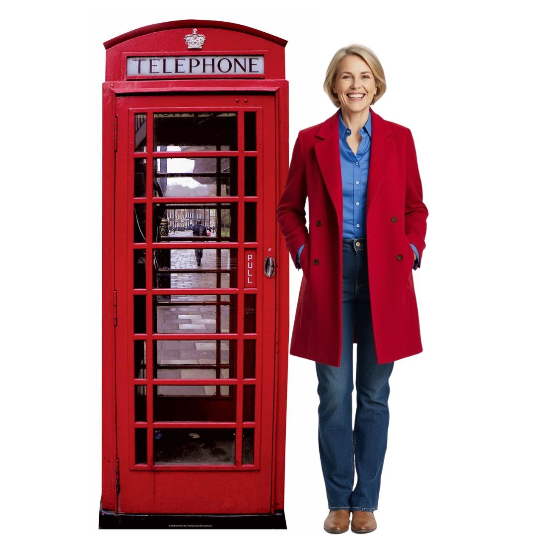 SC162 Red British Telephone Box Cardboard Cutout Height 191cm – product image 1
