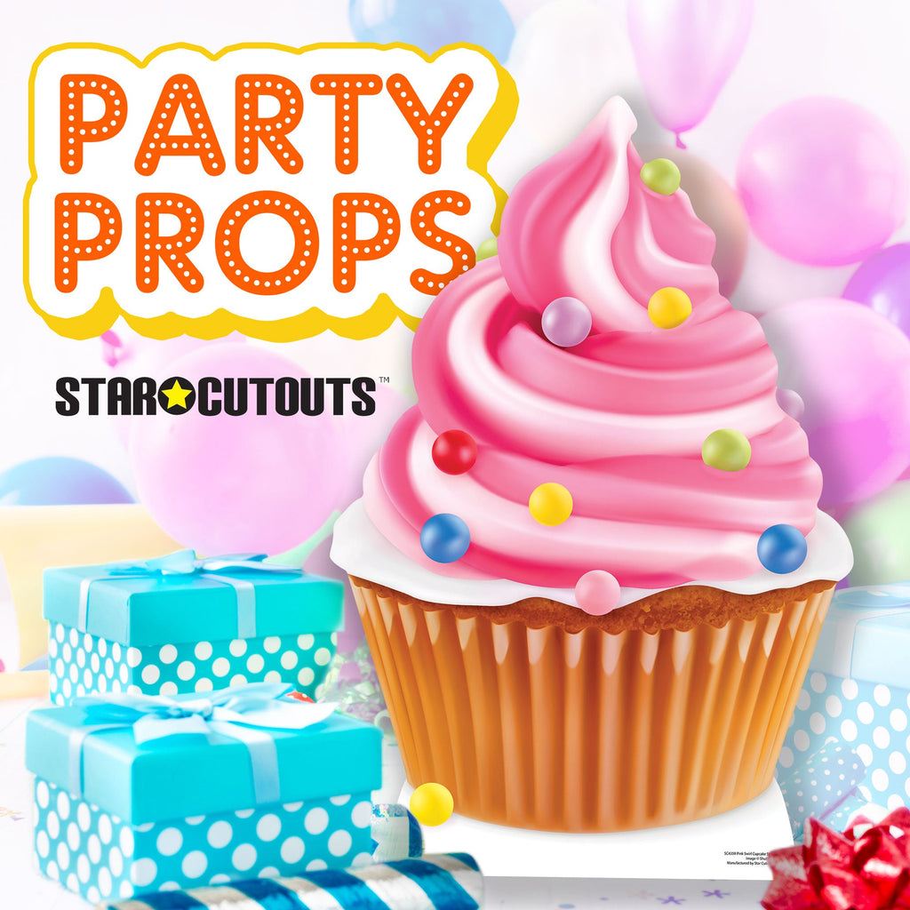 SC4359 Pink Cupcake Swirl Star Mini Cardboard Cut Out Height 84cm – product image 3