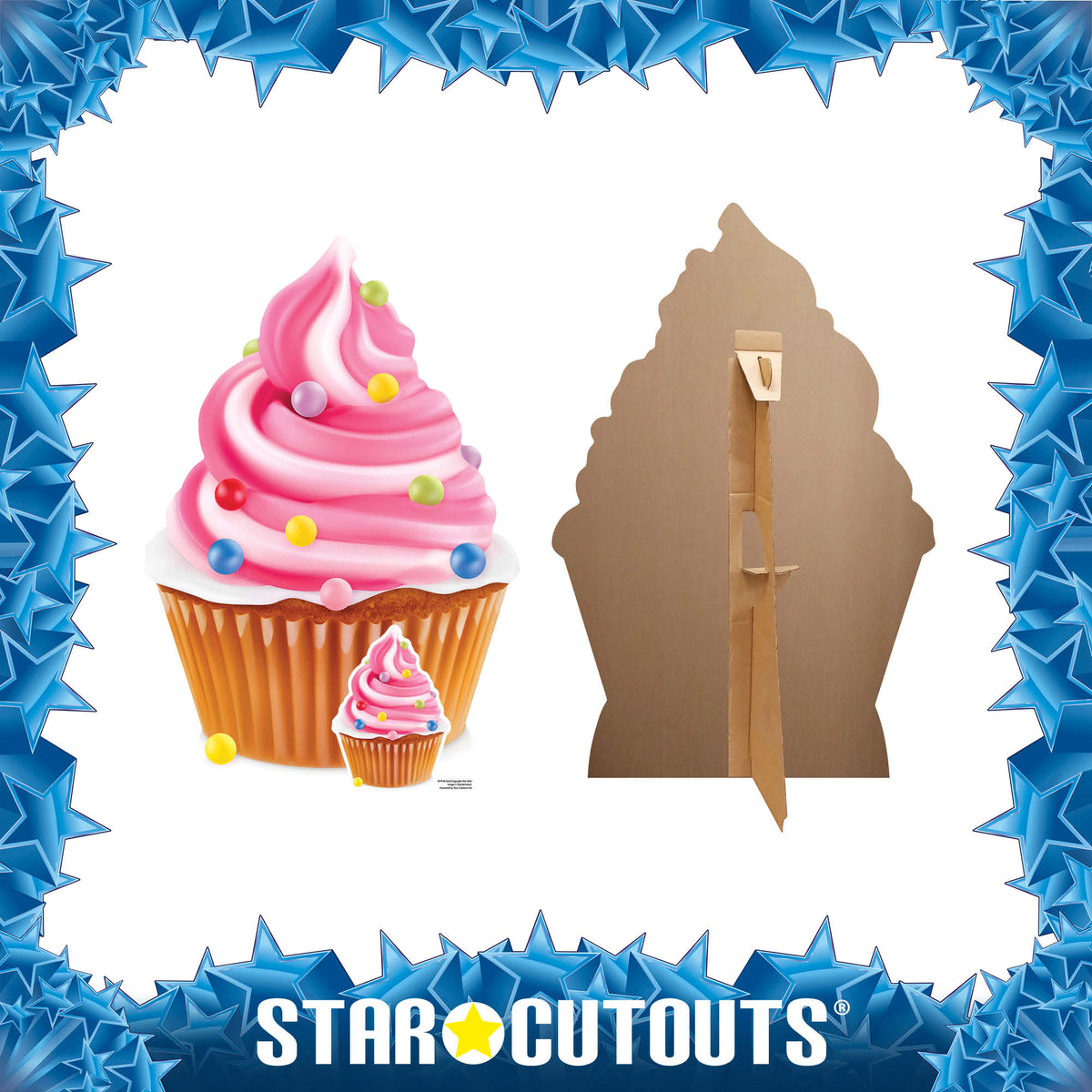 SC4359 Pink Cupcake Swirl Star Mini Cardboard Cut Out Height 84cm – product image 6