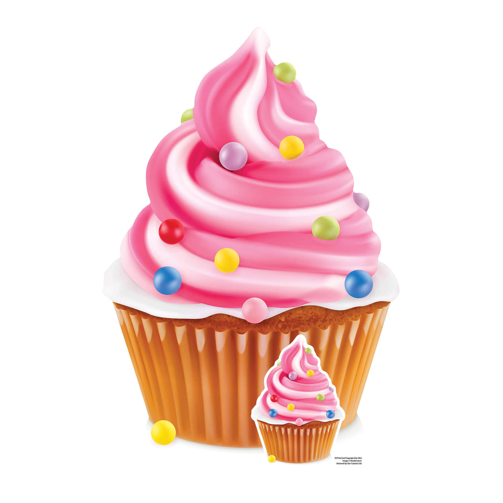 SC4359 Pink Cupcake Swirl Star Mini Cardboard Cut Out Height 84cm – product image 1