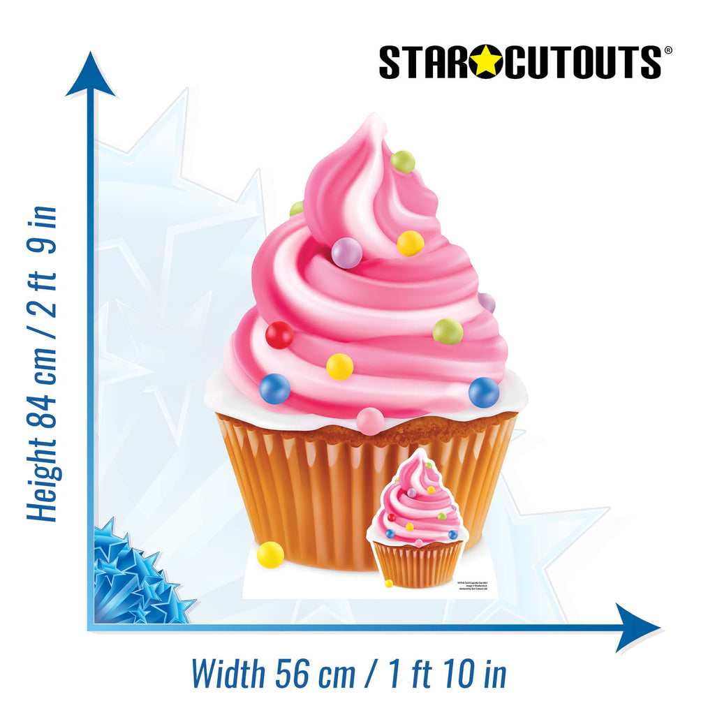 SC4359 Pink Cupcake Swirl Star Mini Cardboard Cut Out Height 84cm – product image 2