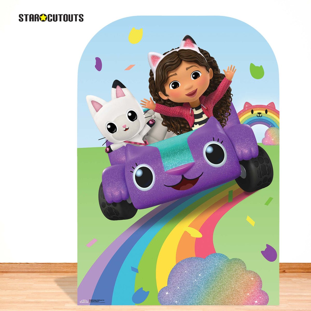 SC4566 Gabbys Dollhouse Carlita, Pandy Paws Driving on Rainbow Stand-In Cardboard Cut Out Height 131cm – product image 2
