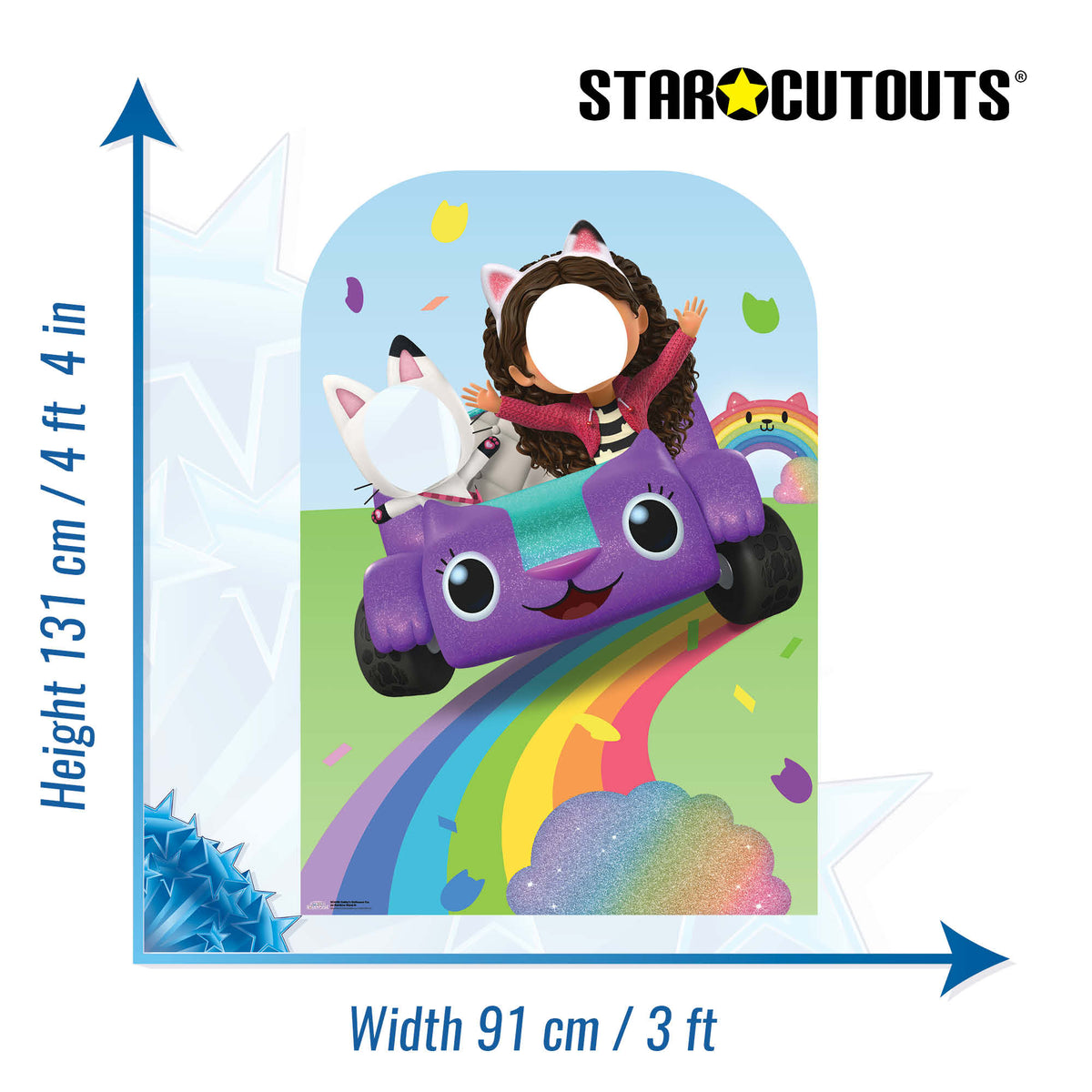 SC4566 Gabbys Dollhouse Carlita, Pandy Paws Driving on Rainbow Stand-In Cardboard Cut Out Height 131cm – product image 3