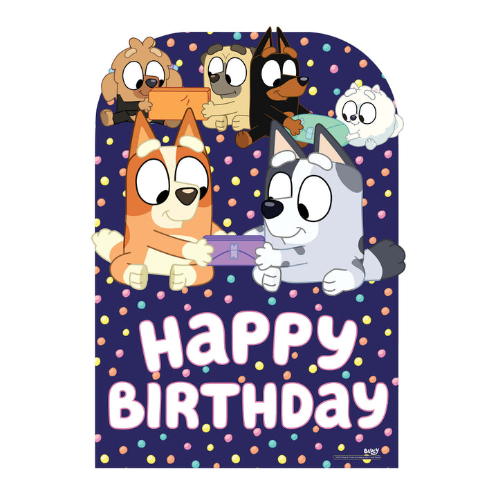 SC4571 Bluey and Friends Happy Birthday Child Sized Backdrop Cardboard Cut Out Height 132cm – product image 1
