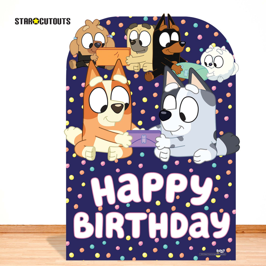 SC4571 Bluey and Friends Happy Birthday Child Sized Backdrop Cardboard Cut Out Height 132cm – product image 2