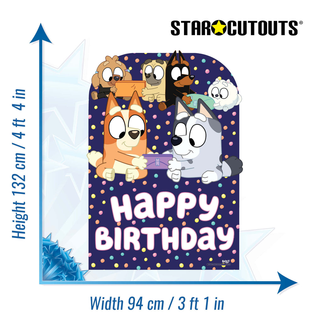 SC4571 Bluey and Friends Happy Birthday Child Sized Backdrop Cardboard Cut Out Height 132cm – product image 3