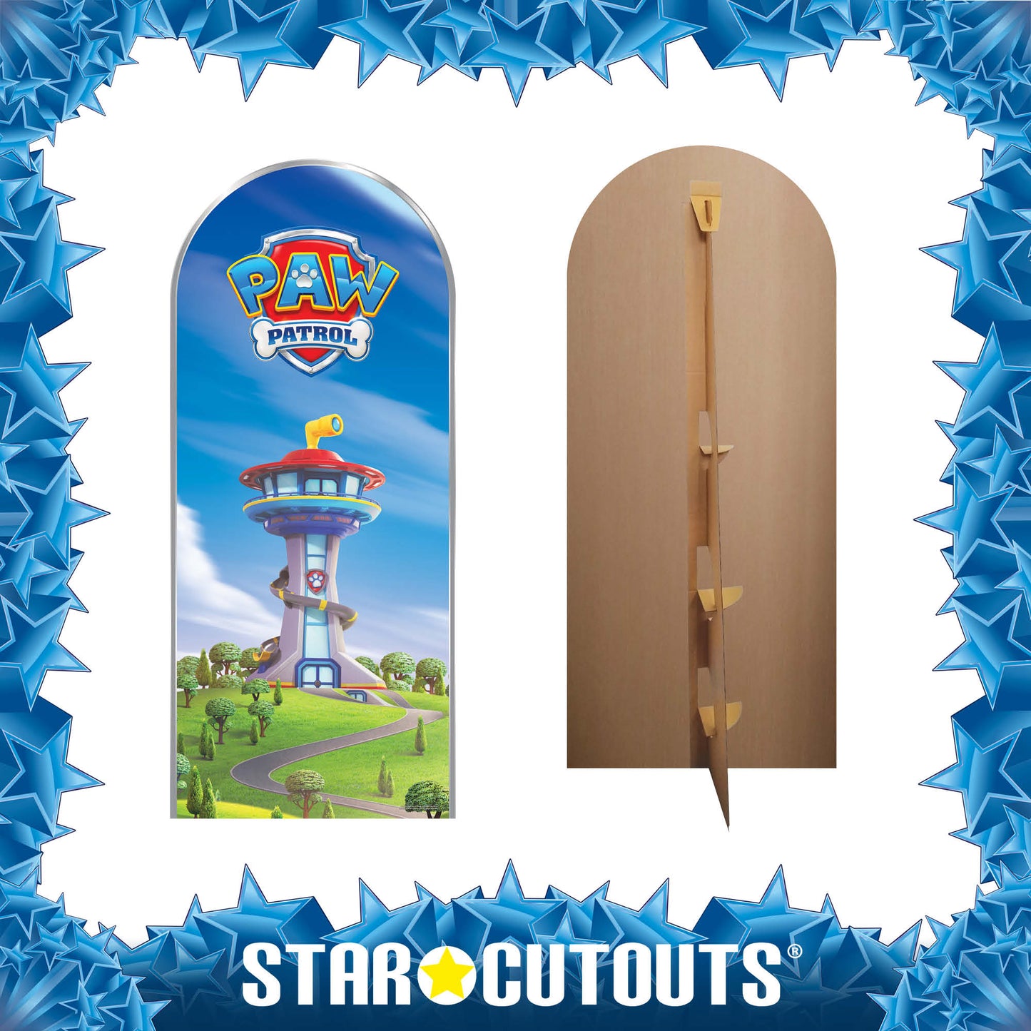 SC4603 Paw Patrol Logo Tower Backdrop Single Cardboard Cutout Height 185cm Paw Patrol Cardboard Cutouts UK | Kids Party Decorations