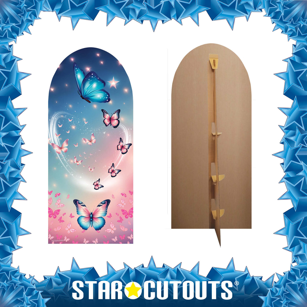 SC4613 Pink and Blue Butterfly Backdrop Sailboard Cardboard Cut Out Height 185cm – product image 5