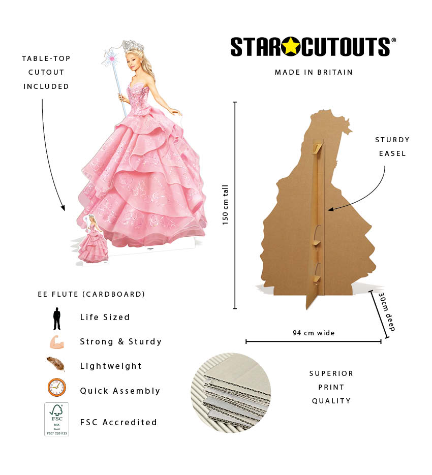 SC4628 Glinda Wicked Pink Witch Cardboard Cut Out Height 150cm – product image 7