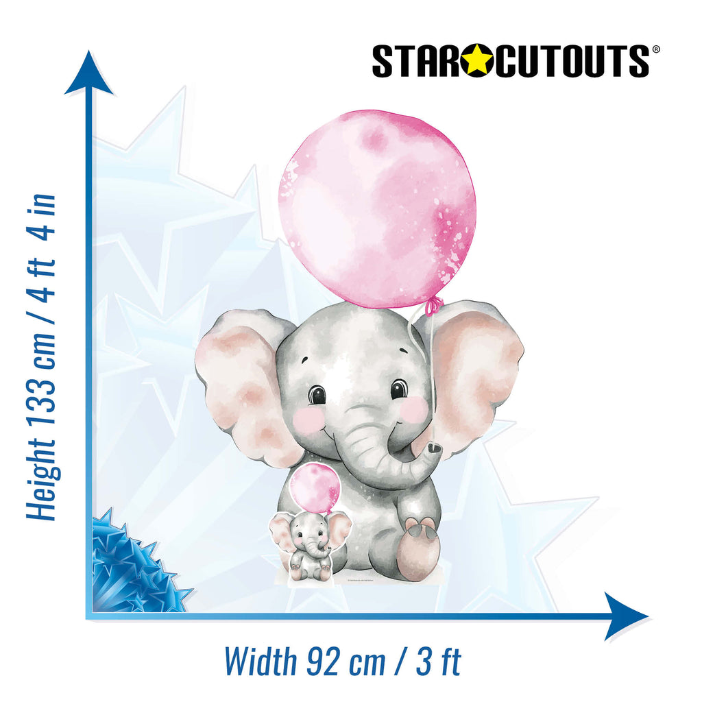 SC4633 Elephant with Pink Balloon Cardboard Cut Out Height 133cm – product image 2