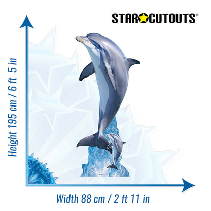SC4634 Dolphin Leaping From Sea Cardboard Cut Out Height 195cm