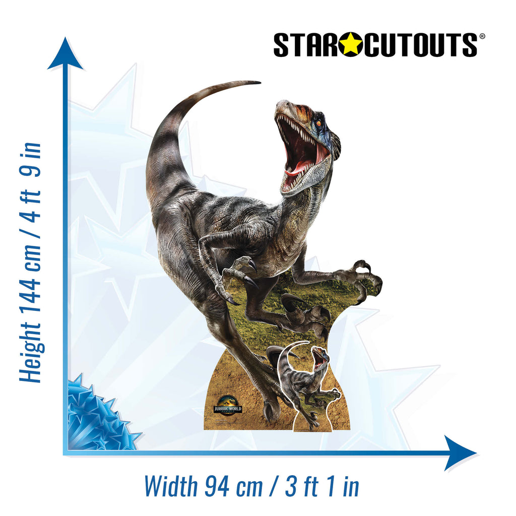 SC4859 Velociraptor Dinosaur Jurassic World Rebirth Cardboard Cut Out Height 144cm – product image 3