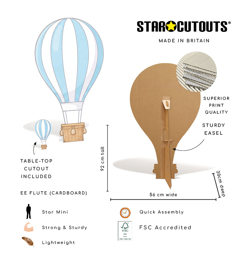 SC4863 Blue Hot Air Balloon Cardboard Cutout Height 92cm – product image 6