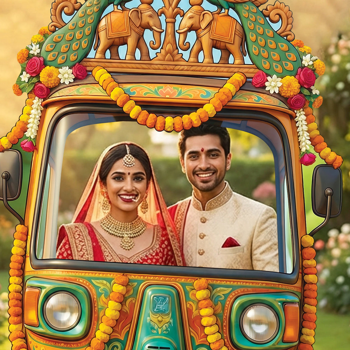 SC4886 Wedding Tuk Tuk / Auto Rickshaw Backdrop Cardboard Cutout Stand In – product image 4