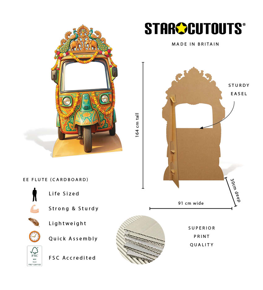 SC4886 Wedding Tuk Tuk / Auto Rickshaw Backdrop Cardboard Cutout Stand In – product image 8