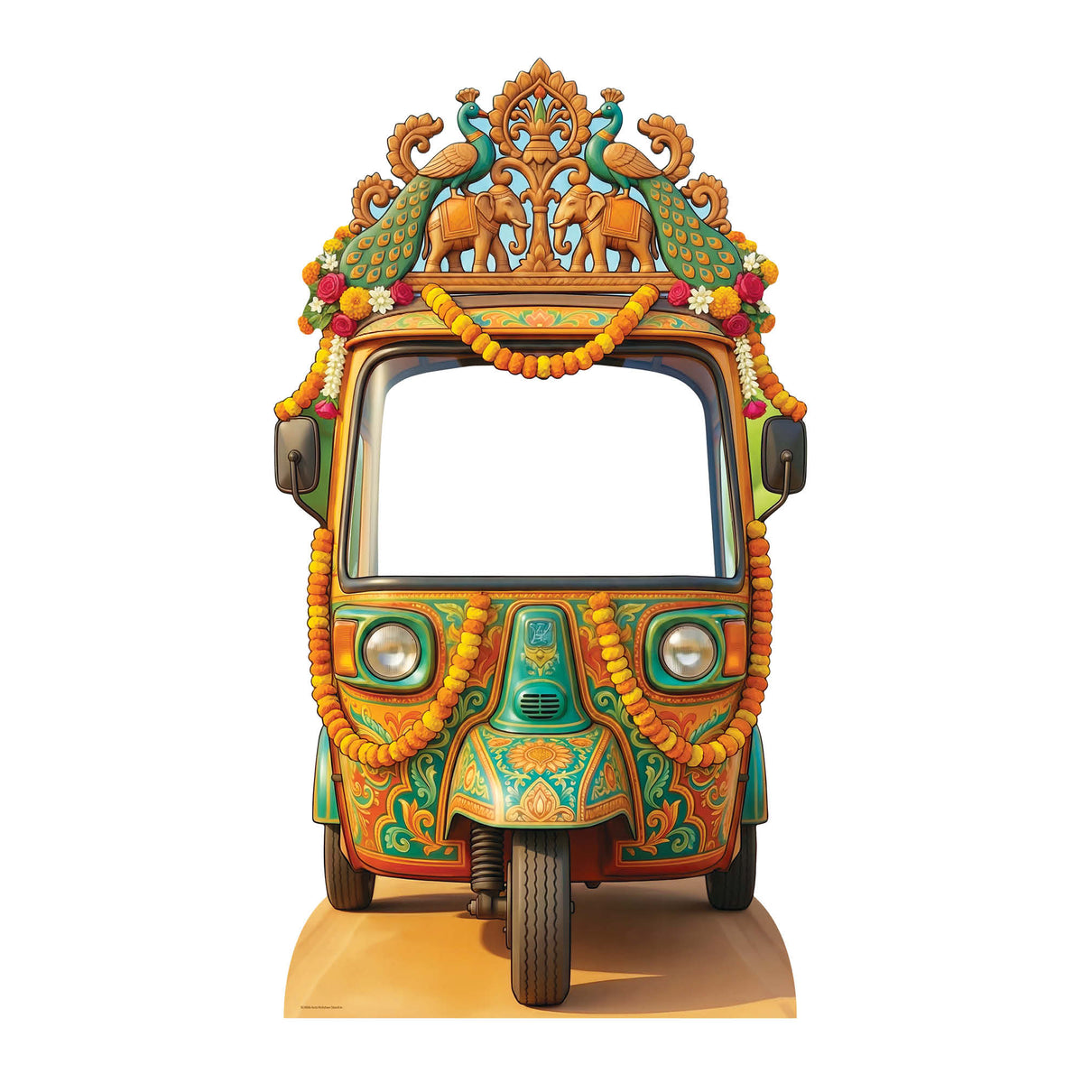 SC4886 Wedding Tuk Tuk / Auto Rickshaw Backdrop Cardboard Cutout Stand In – product image 2