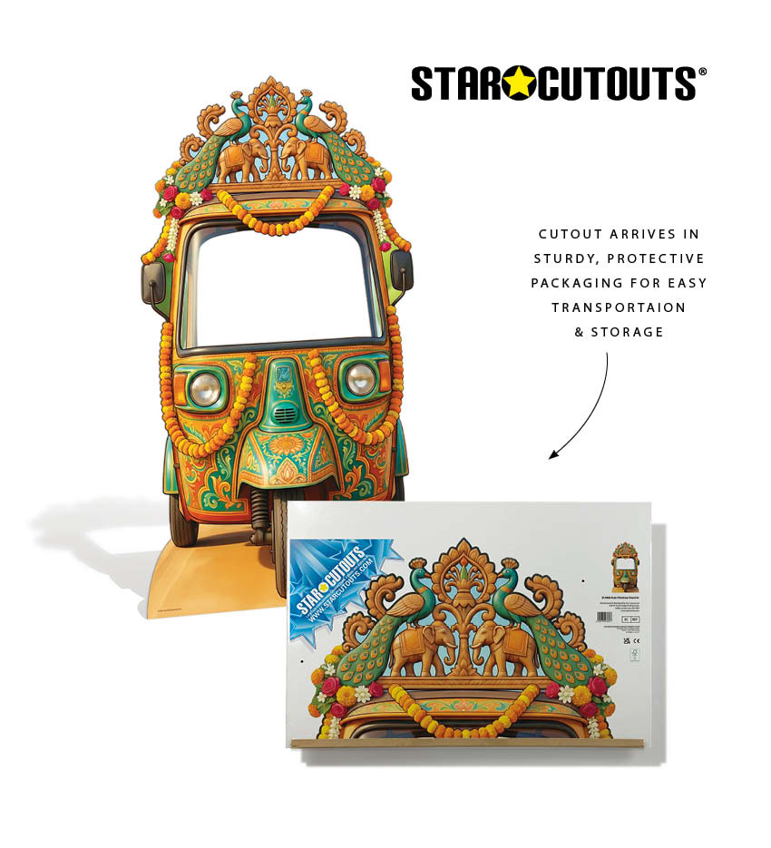 SC4886 Wedding Tuk Tuk / Auto Rickshaw Backdrop Cardboard Cutout Stand In – product image 5