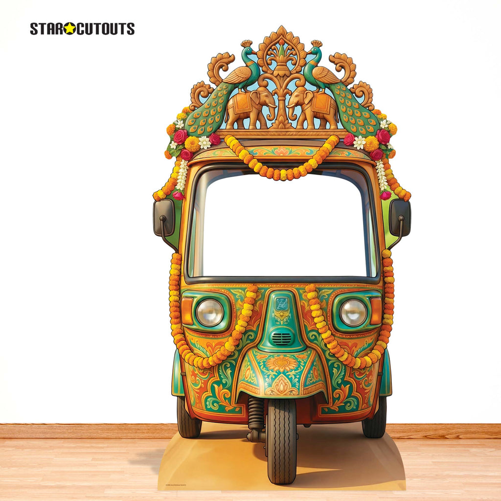SC4886 Wedding Tuk Tuk / Auto Rickshaw Backdrop Cardboard Cutout Stand In – product image 7