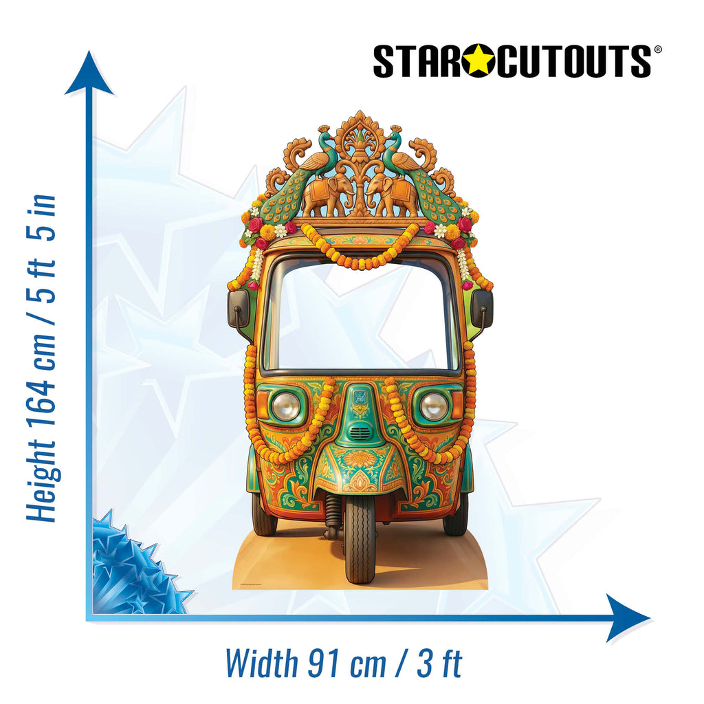 SC4886 Wedding Tuk Tuk / Auto Rickshaw Backdrop Cardboard Cutout Stand In – product image 3