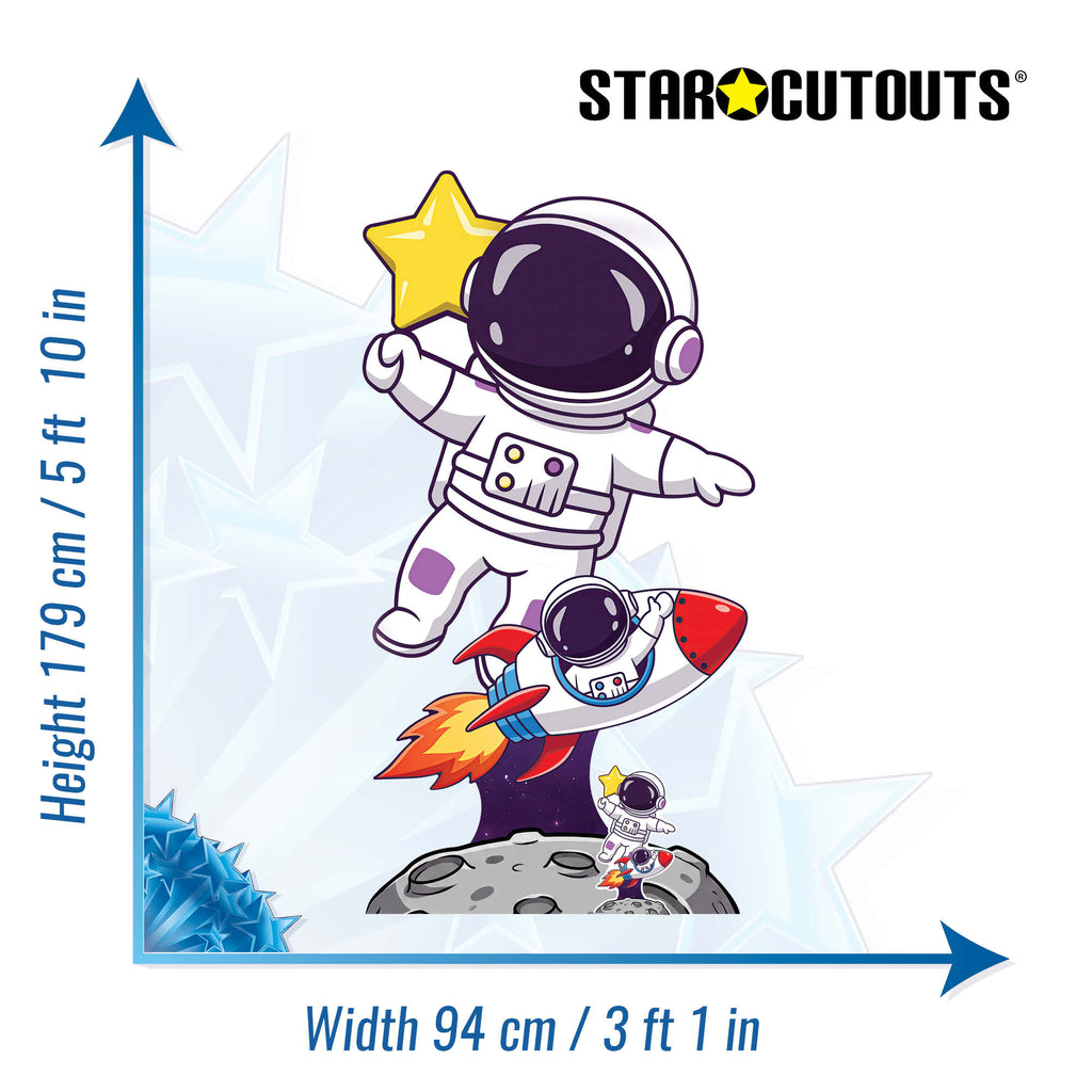 SC4954 Cartoon Cute Astronaut and Rocket Cardboard Cutout Height 179cm Includes Desktop