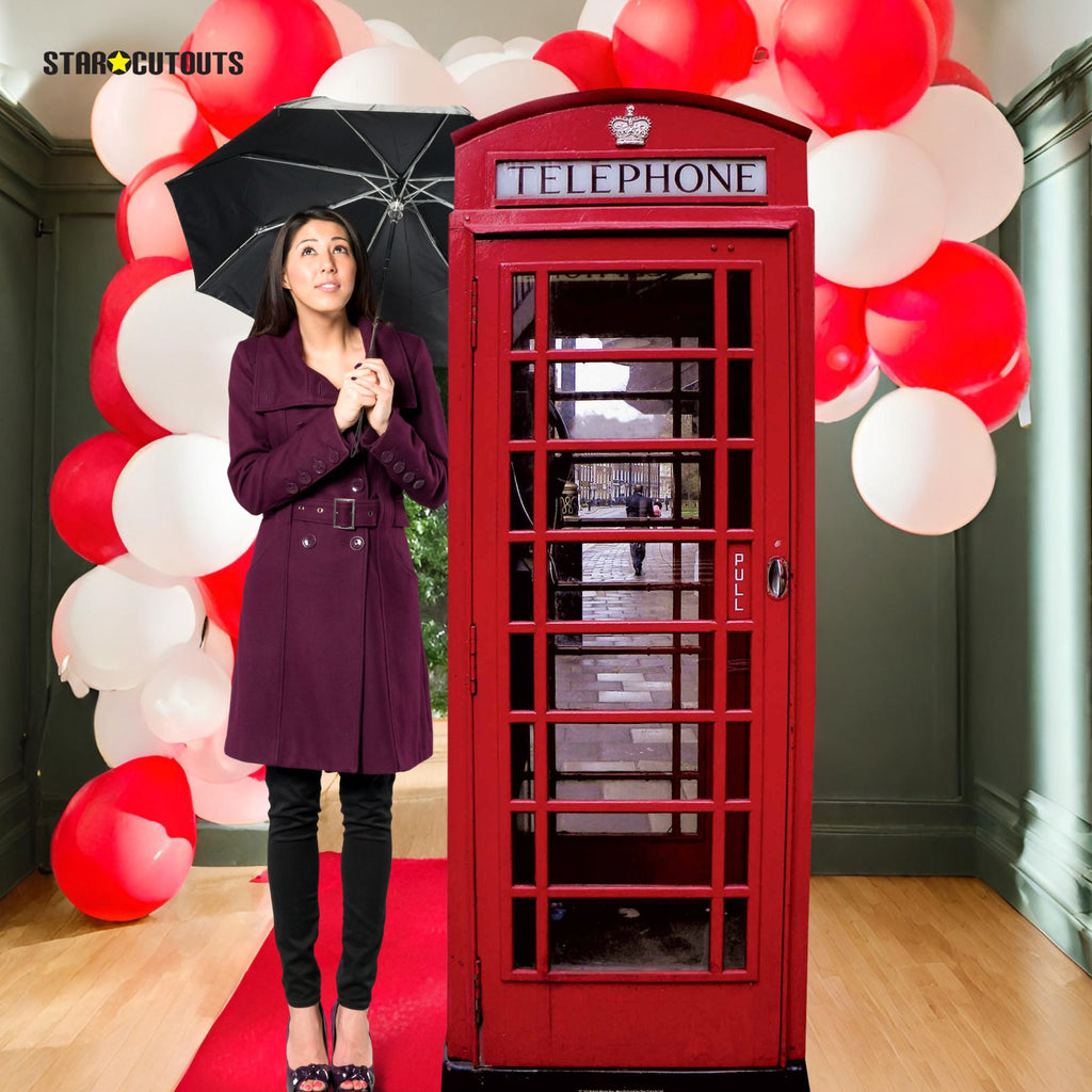 SC162 Red British Telephone Box Cardboard Cutout Height 191cm – product image 2