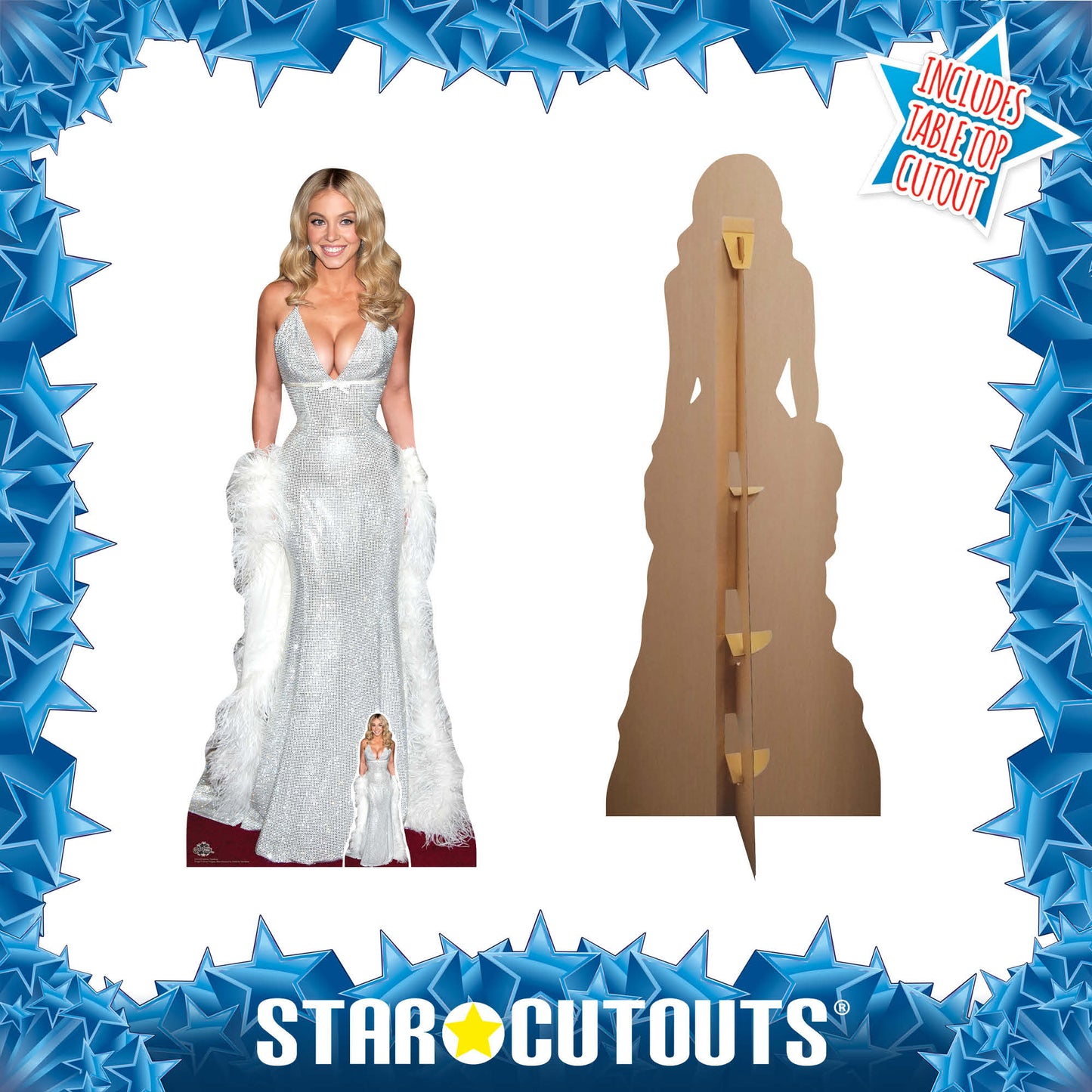 CS1332 Sydney Sweeney Silver Dress Cardboard Cutout Height 171cm