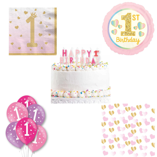 1st Birthday Pink Decorations Kit