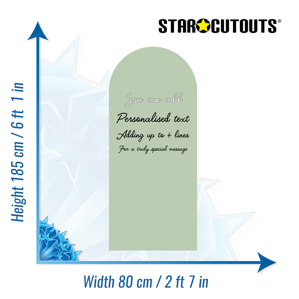 XQ004 Sage Green Sailboard Cardboard Cut Out Height 185cm Width 80cm – product image 2