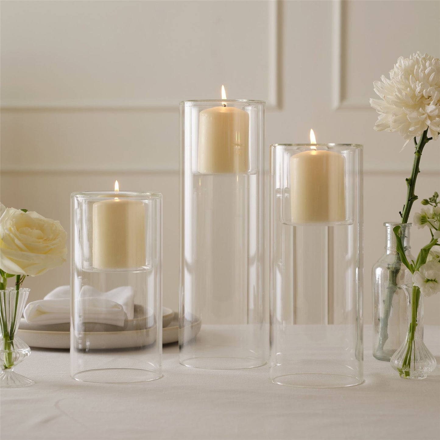 Candle Holders- 3 Glass Candle Holders