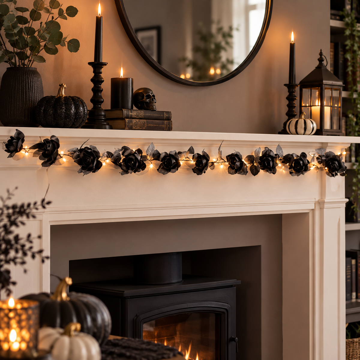 Black Rose LED Garland - 1.5m