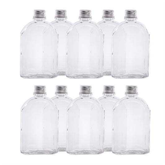 Glass Flask Bottles with Lids 200ml - Set of 10 | Pukkr	