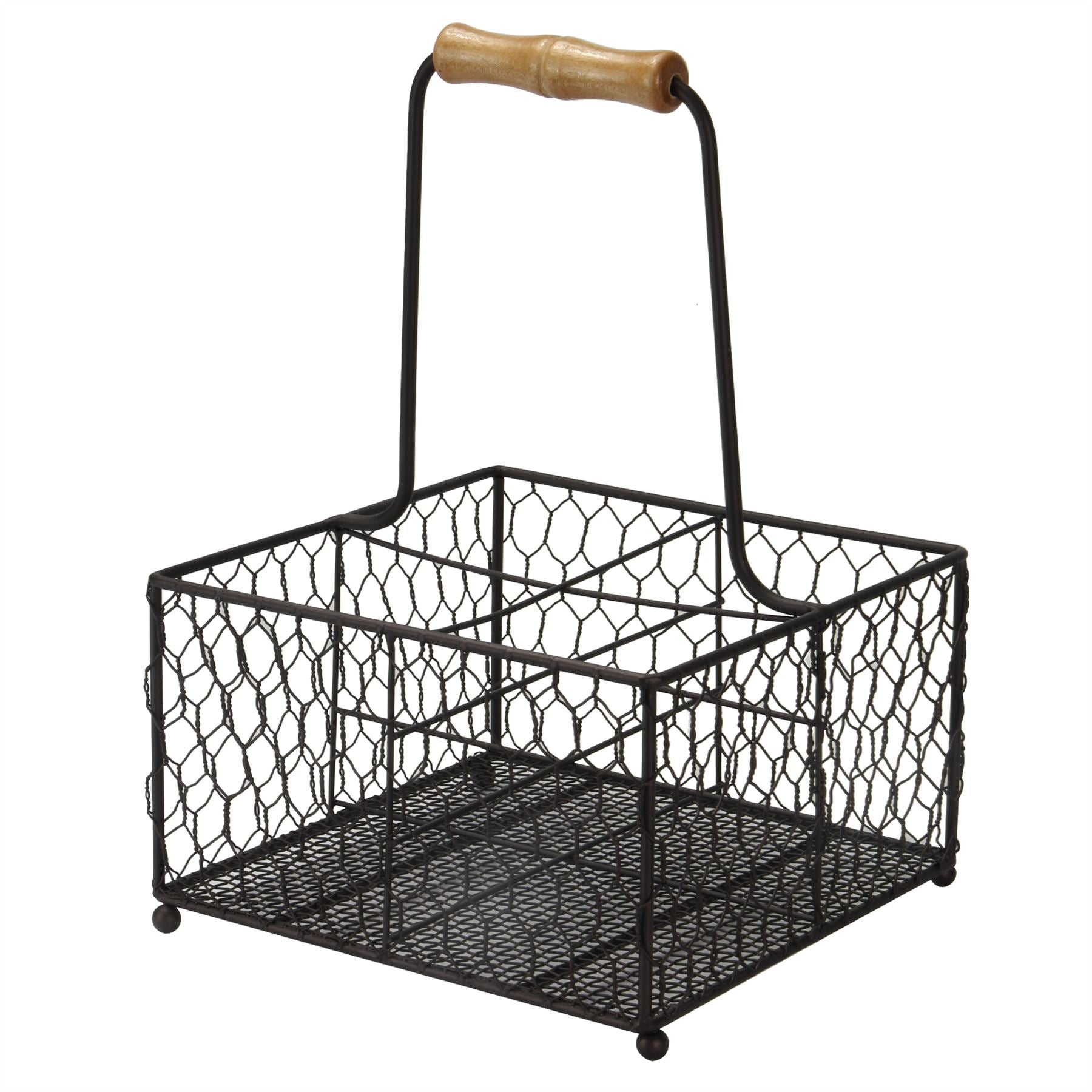 4 Bottle Holder with Wooden Handle | M&W	