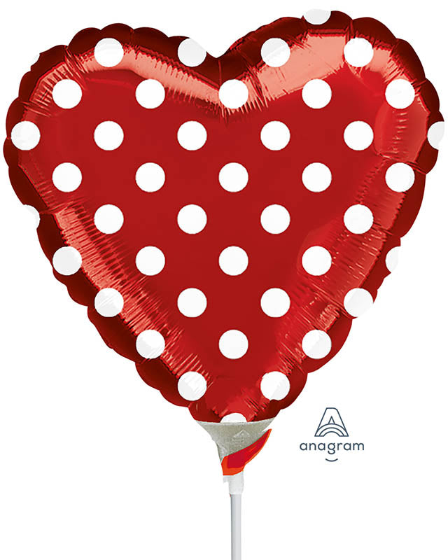 Red Polka Dot Heart Mini Air-fill (Uninflated)
