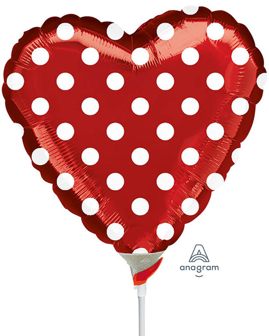 Red Polka Dot Heart Mini Air-fill (Uninflated)