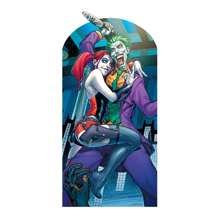 SC1346 Harley Quinn and The Joker Stand-In with Knife Cardboard Cut Out Height 192cm – product image 1
