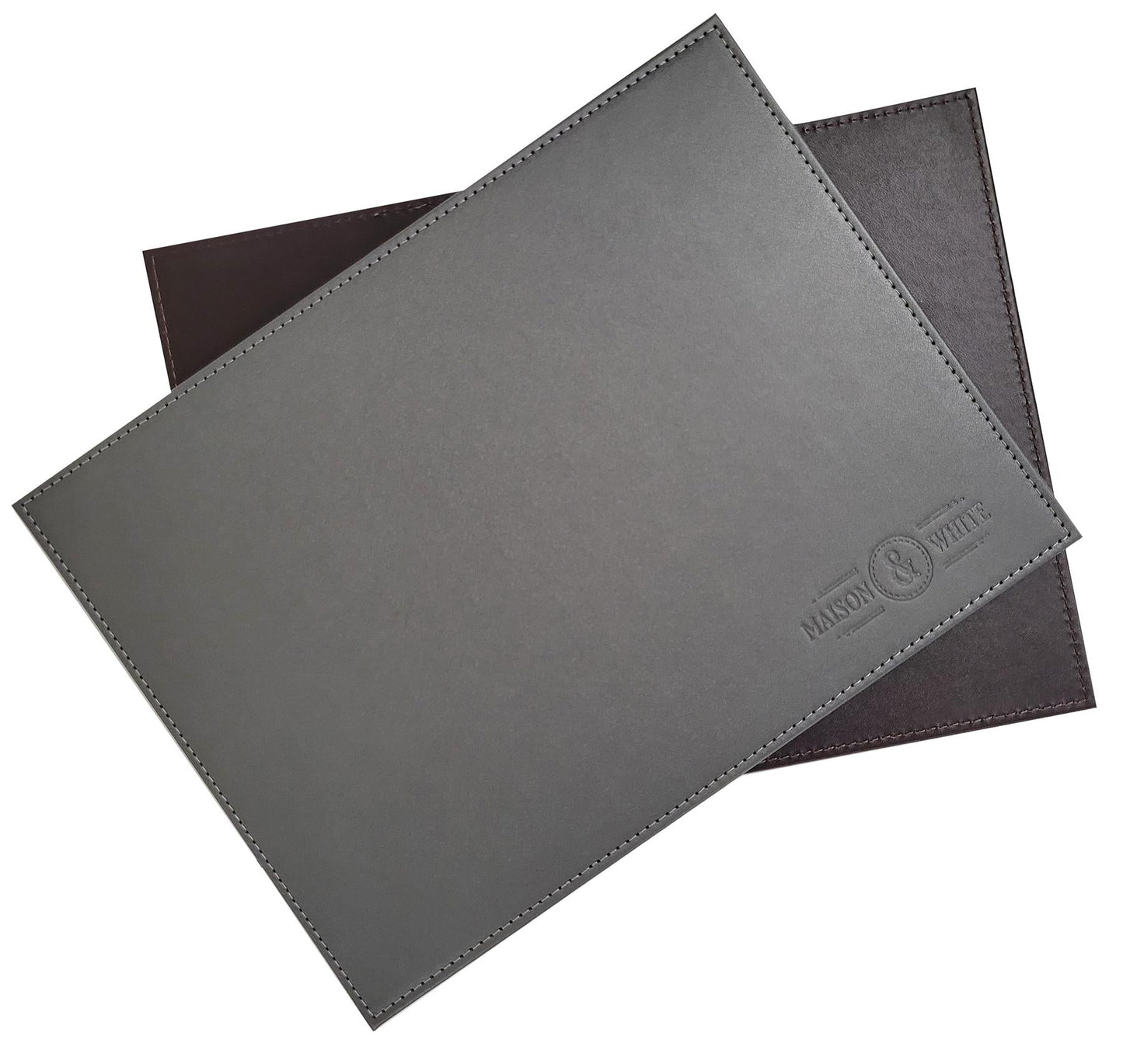Faux Leather Placemats & Coaster Table Set Grey - 12 Piece | M&W	