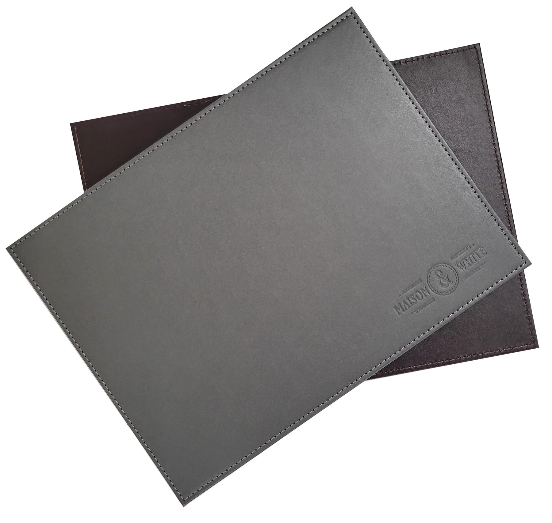 Faux Leather Placemats & Coaster Table Set Grey - 12 Piece | M&W	