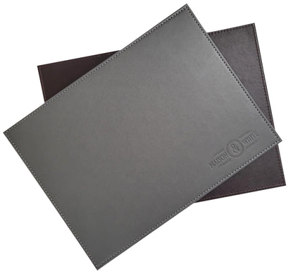 Faux Leather Placemats & Coaster Table Set Grey - 12 Piece | M&W	