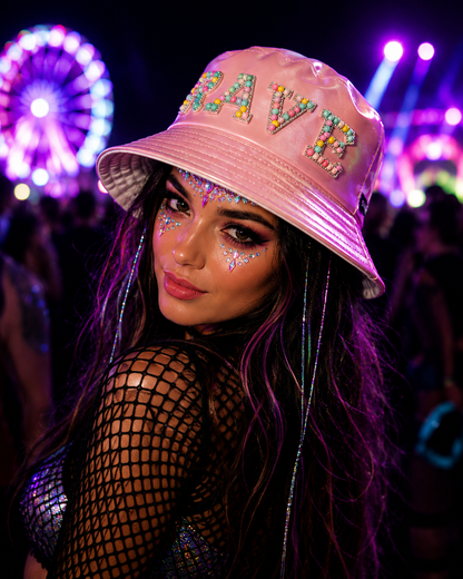 Rave Baby Pink Metallic Bucket Hat